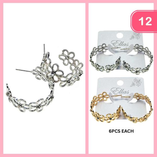 HOOP FLOWER EARRINGS (12 UNITS)
