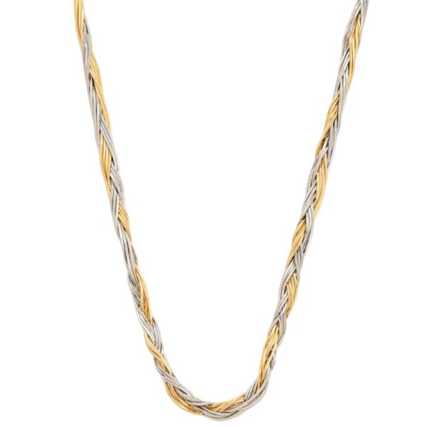 SODAJO TWO TONE BRAIDED LINK GOLD DIPPED NECKLACE