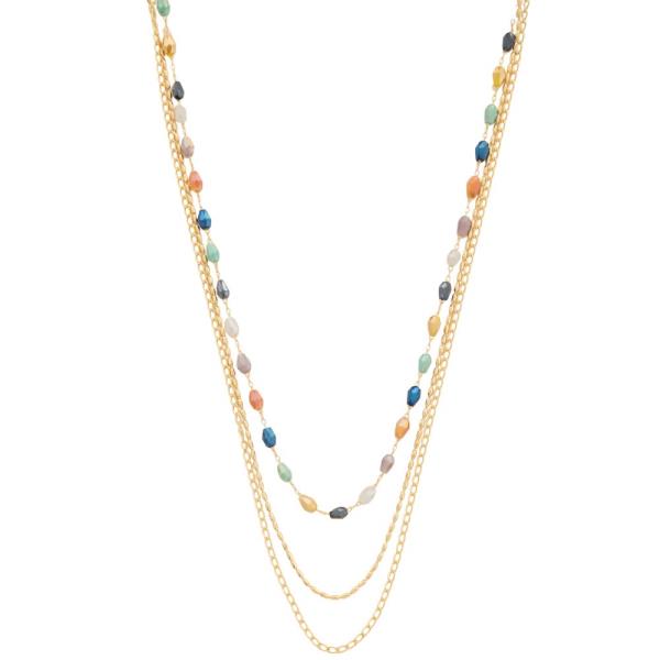 SODAJO BEADED LAYERED METAL GOLD DIPPED NECKLACE