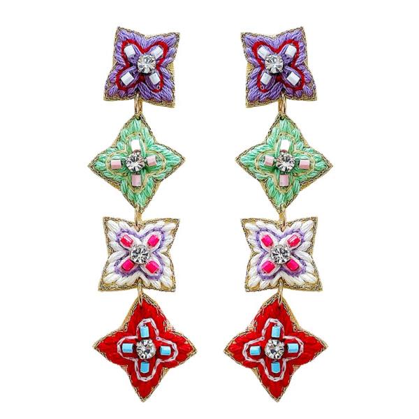 CROCHET BEADED DANGLE EARRING
