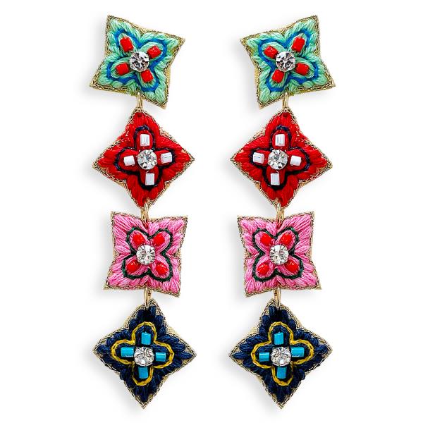 CROCHET BEADED DANGLE EARRING