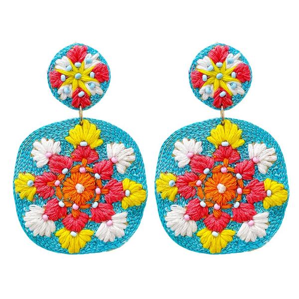 FLOWER COLORFUL CROCHET SEED BEAD DANGLE EARRING