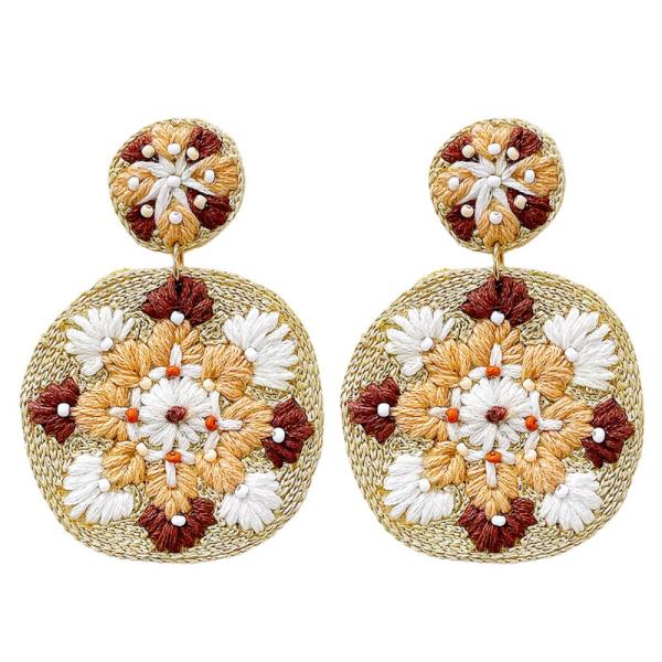 FLOWER COLORFUL CROCHET SEED BEAD DANGLE EARRING