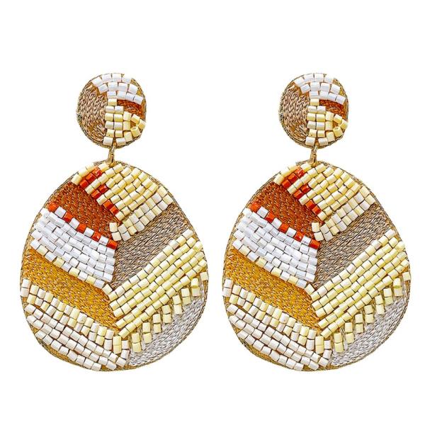 SEED BEAD OVAL SHAPE DANGLE EARRING