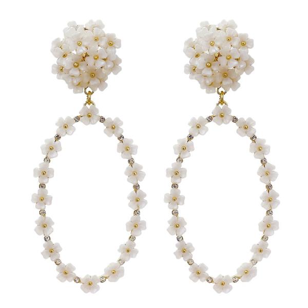 FLOWER CLUSTER OVAL DANGLE EARRING