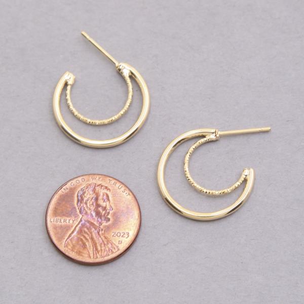 SODAJO TEXTURED DOUBLE HOOP GOLD DIPPED EARRING