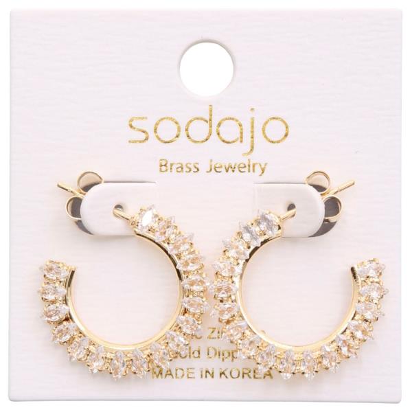 SODAJO CZ GOLD DIPPED OPEN HOOP EARRING
