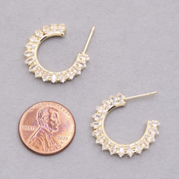 SODAJO CZ GOLD DIPPED OPEN HOOP EARRING