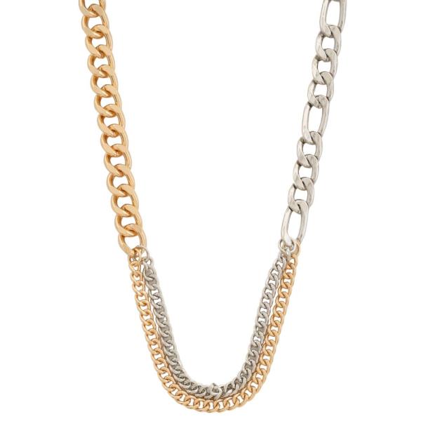 TWO TONE CHAIN LAYERED NECKLACE