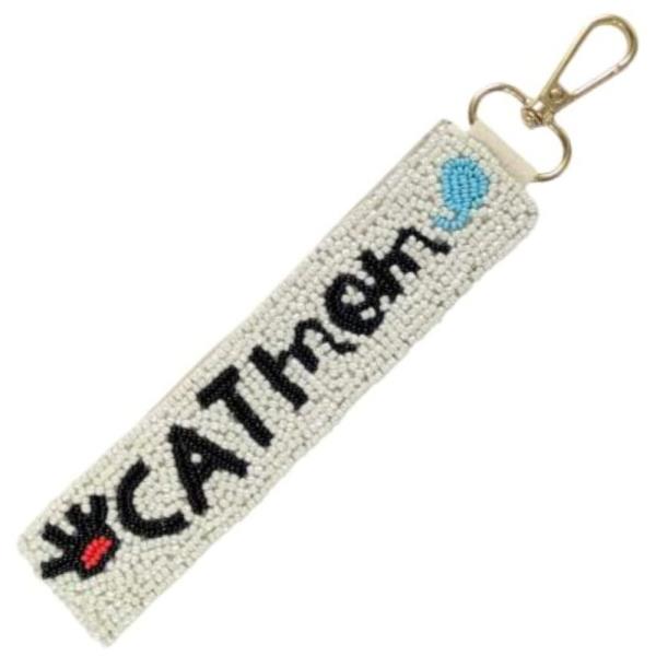 CAT MOM SEED BEAD STRAP KEY CHAIN BAG CHARM