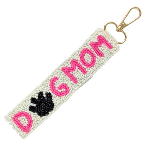 DOG MOM SEED BEAD STRAP KEY CHAIN BAG CHARM