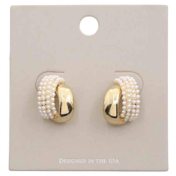 HALF PEARL HALF METAL STUD EARRING