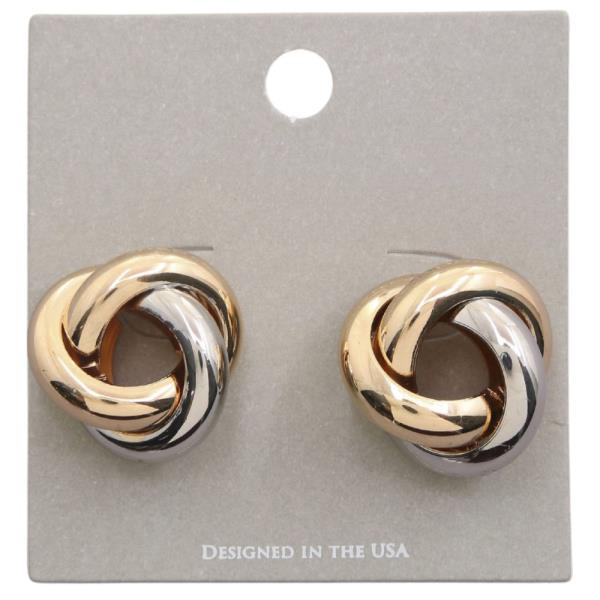 TWO TONE KNOT METAL EARRING
