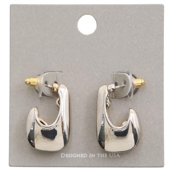TWO TONE RECTANGLE METAL EARRING