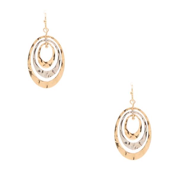 TWO TONE OVAL LINK DANGLE EARRING