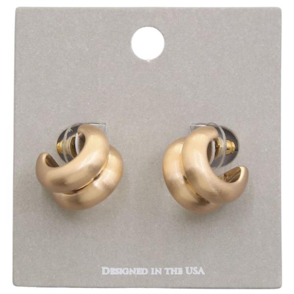 BRUSHED METAL DOUBLE HOOP EARRING