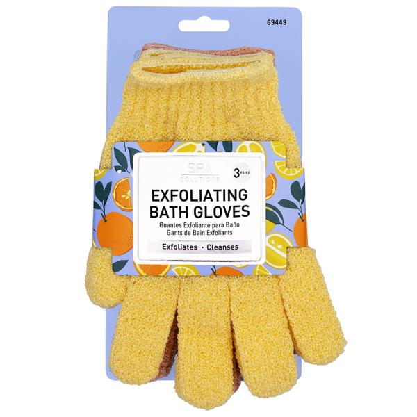CALA EXFOLIATING BATH GLOVES 3PC SET CITRUS BURST