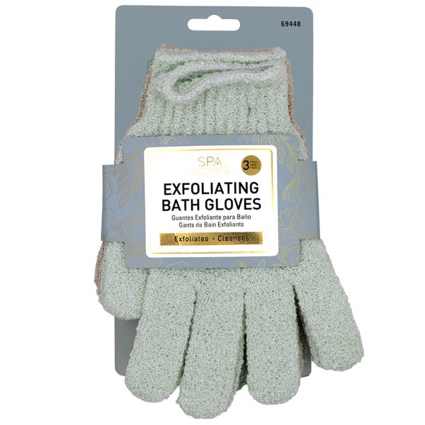 CALA EXFOLIATING BATH GLOVES 3PC SET SOFT SAGE