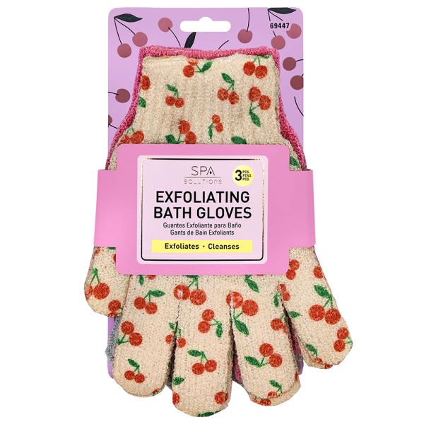 CALA EXFOLIATING BATH GLOVES 3PC SET SWEET CHERRY