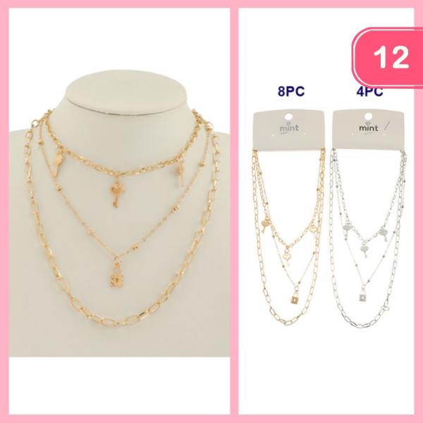 LOCK KEY LAYERED NECKLACE (12 UNITS)