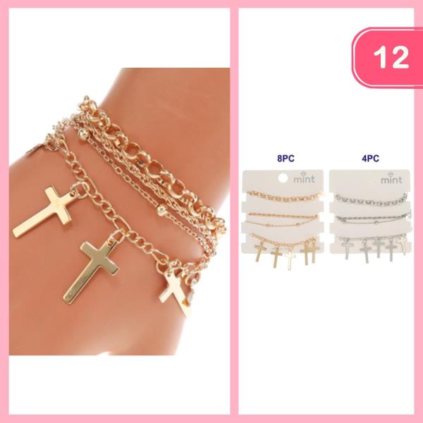 CROSS CHARM STACKABLE BRACELET (12 UNITS )