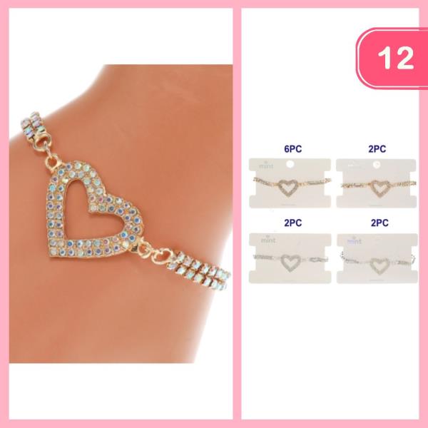 RHINESTONE HEART BRACELET (12 UNITS)