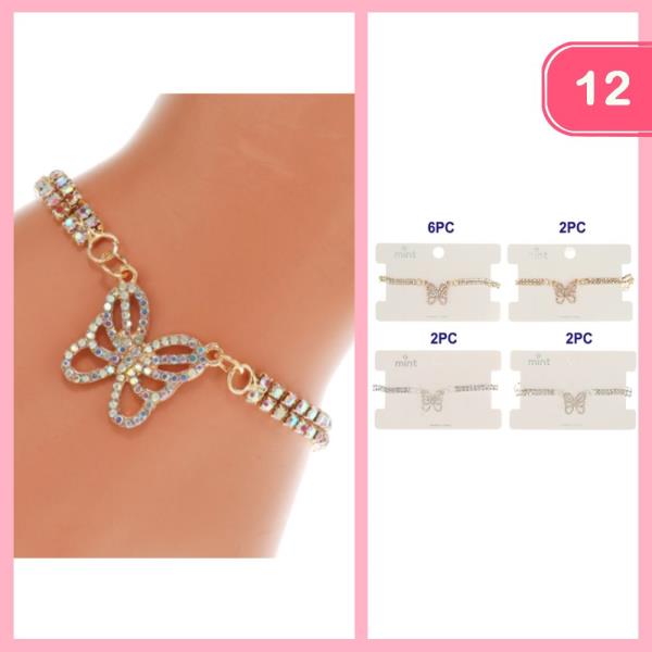 RHINESTONE BUTTERFLY BRACELET (12 UNITS)