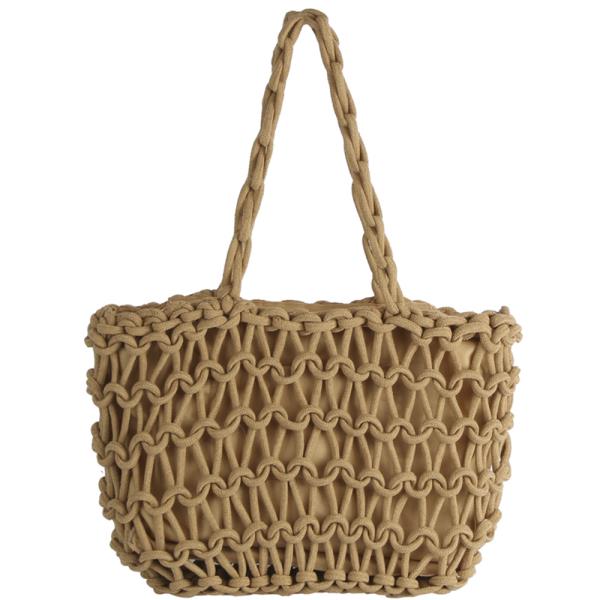 CROCHETED WOVEN SHOULDER TOTE BAG