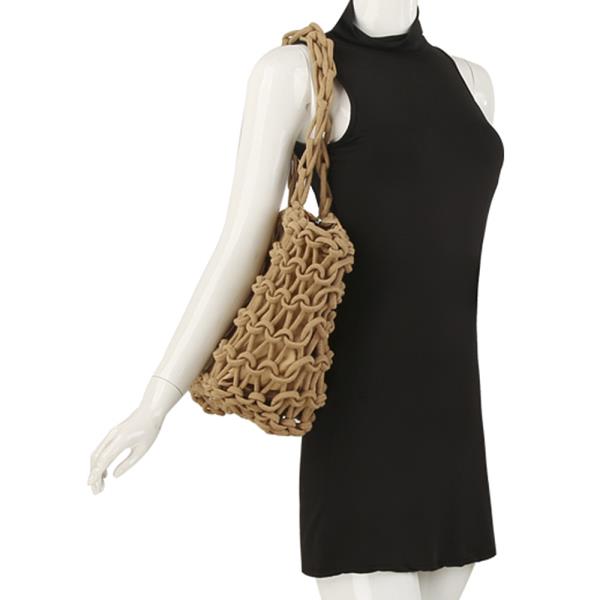 CROCHETED WOVEN SHOULDER TOTE BAG