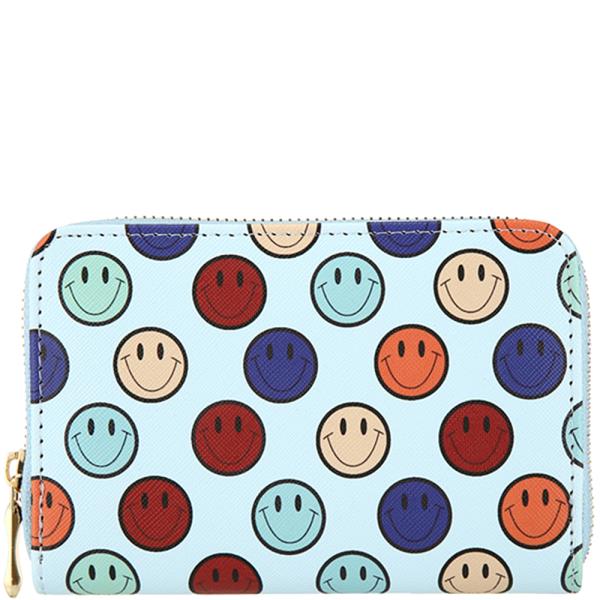 MULTI COLOR HAPPY FACE THEMED FASHION WALLET