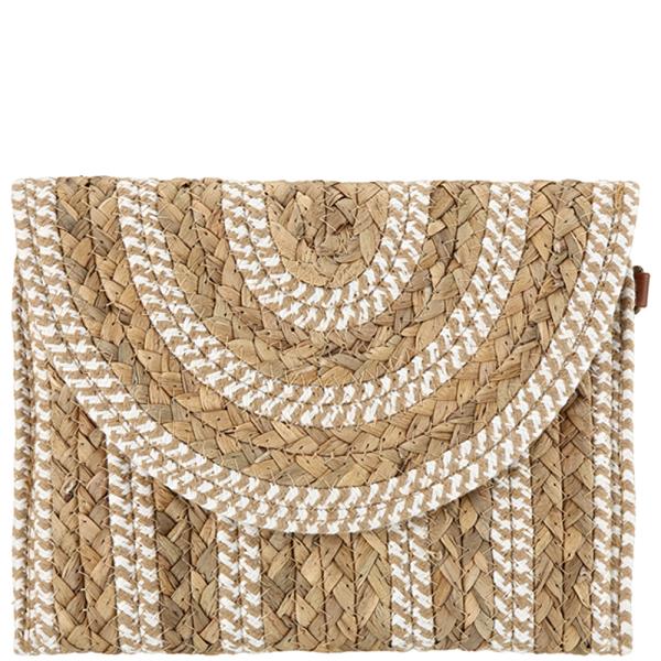 STRAW FLIP OVER CLUTCH CROSSBODY BAG