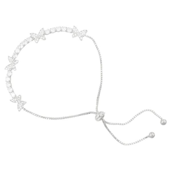 BUTTERFLY CZ METAL SLIDE ADJUSTABLE BRACELET
