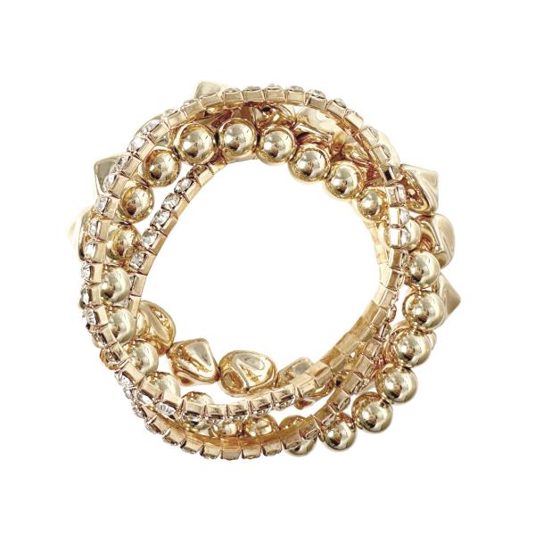 RHINESTONE BALL BEAD BRACELET SET