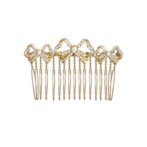 RIBBON BOW RHINESTONE HAIR COMB