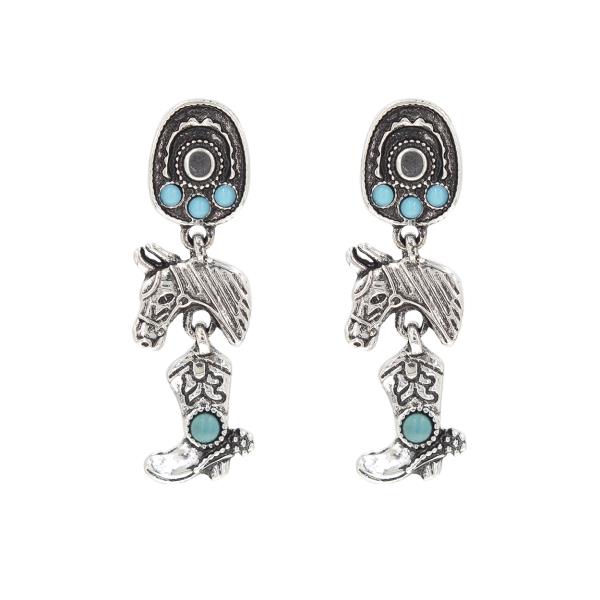 WESTERN STYLE HORSE METAL DANGLE EARRING