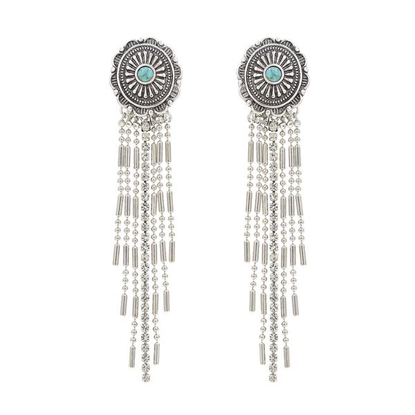 CONCHO TURQUOISE BEAD DANGLE EARRING