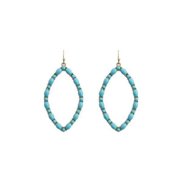 WESTERN STYLE TURQUOISE BEAD DANGLE EARRING