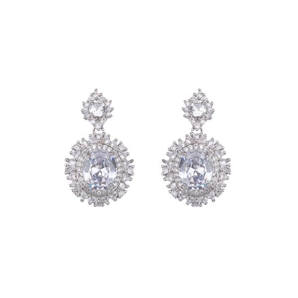 ROUND RHINESTONE DANGLE EARRING