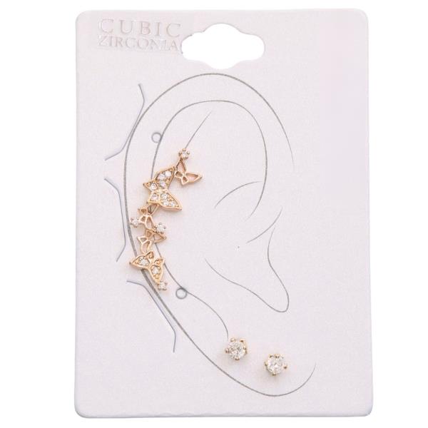 BUTTERFLY CZ EARRING SET