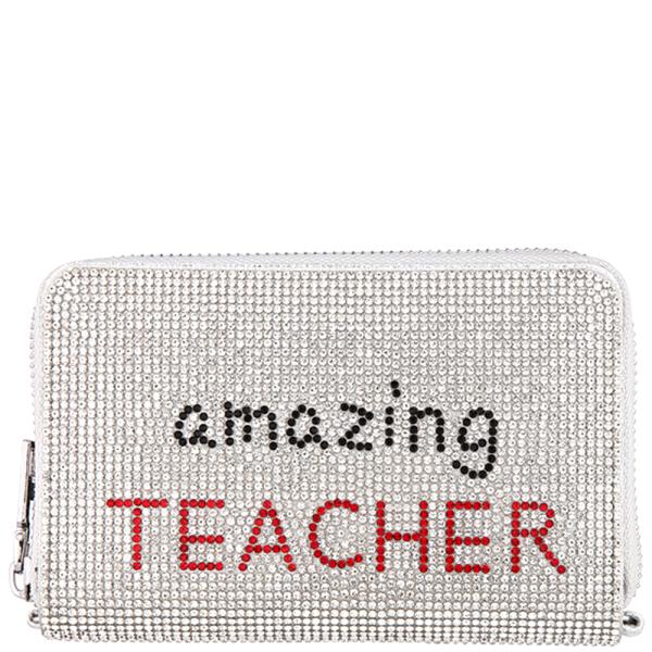 AMAZING TEACHER RHINESTONE ZIPPER WALLET