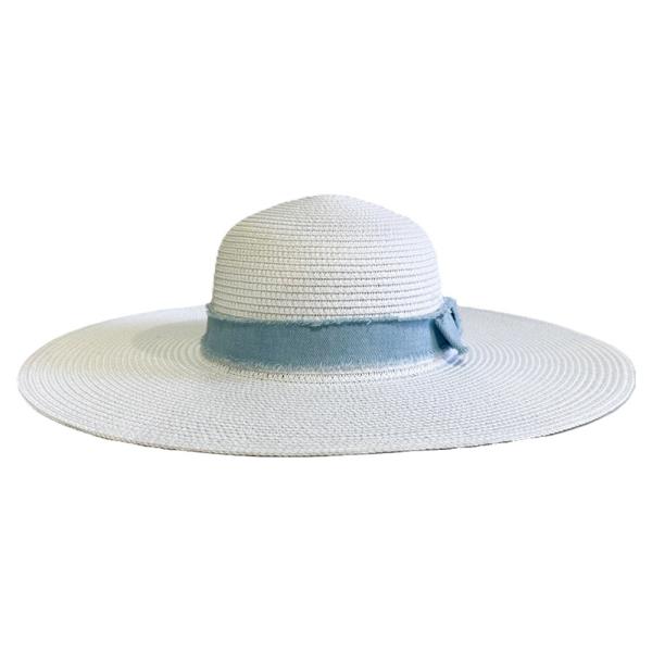 DENIM BAND WIDE BRIM FLOPPY SUN HAT