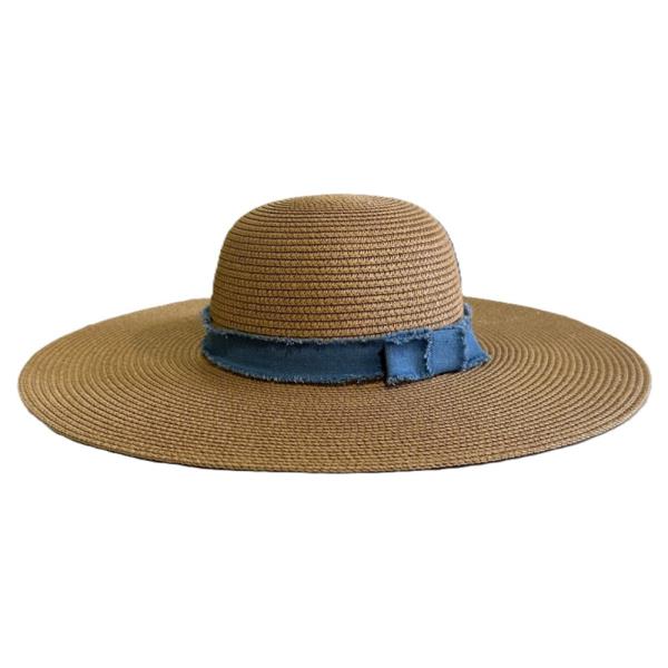 DENIM BAND WIDE BRIM FLOPPY SUN HAT