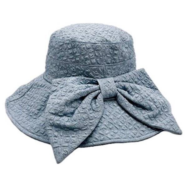 TEXTURED BACK SIDE RIBBON WIDE DENIM BRIM BUCKET HAT