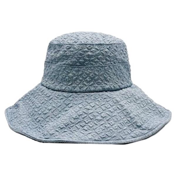 TEXTURED BACK SIDE RIBBON WIDE DENIM BRIM BUCKET HAT