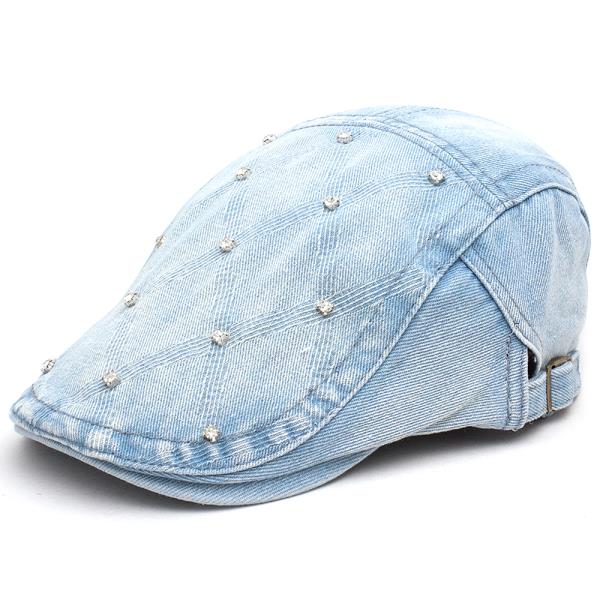 STUDDED DENIM CAP HAT