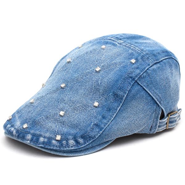 STUDDED DENIM CAP HAT