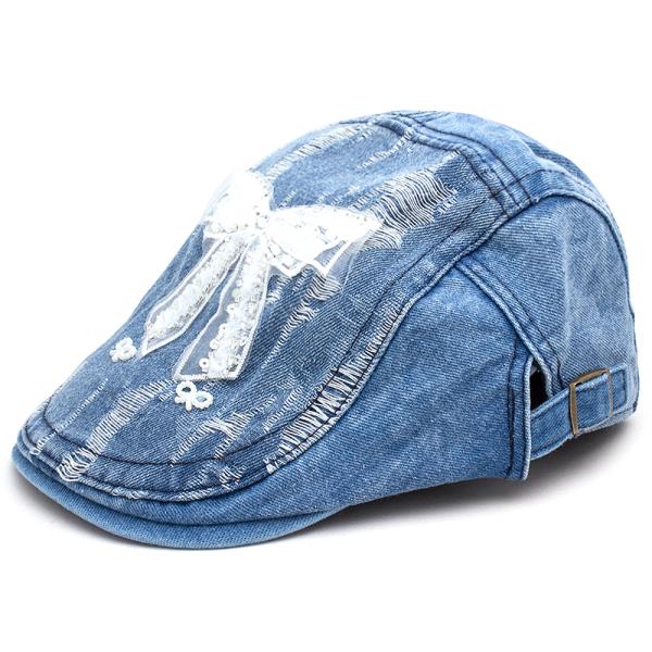 RIBBON DENIM CAP HAT
