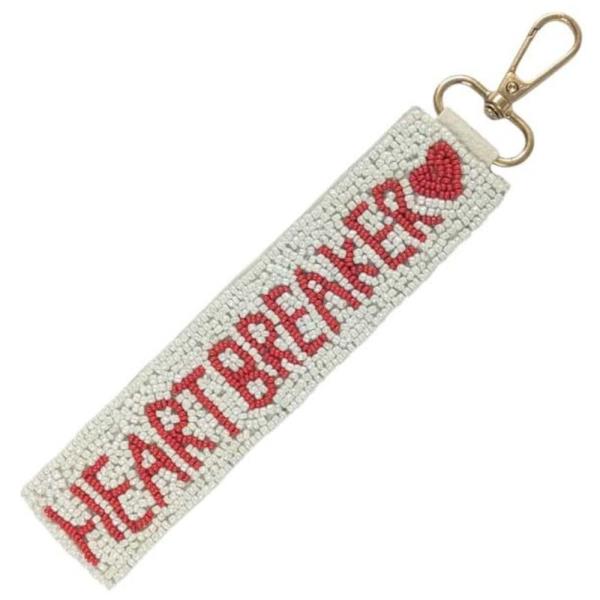 HEARTBREAKER SEED BEAD STRAP KEY CHAIN BAG CHARM