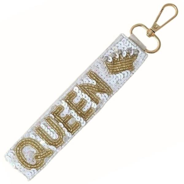 QUEEN SEED BEAD STRAP KEY CHAIN BAG CHARM