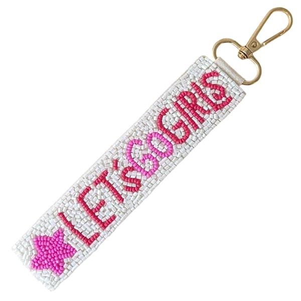 LETS GO GIRLS FULLY BEADED MULTI COLOR FASHION KEY CHAIN STRAPS